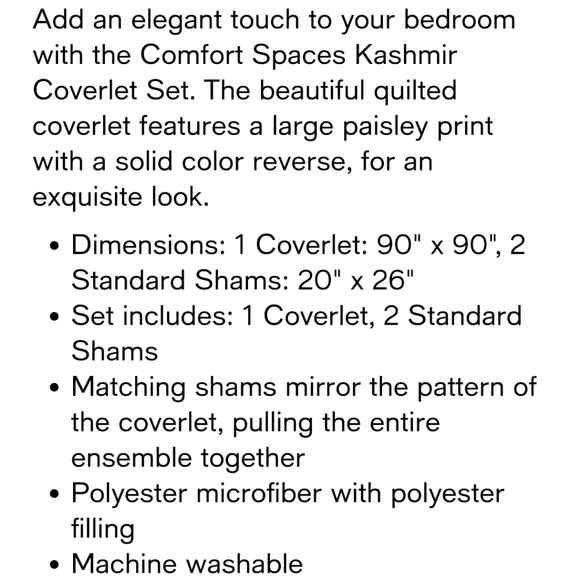 Comfort Spaces Kashmir Full/Queen 3 Piece Reversible Coverlet Set - Picture 6 of 8